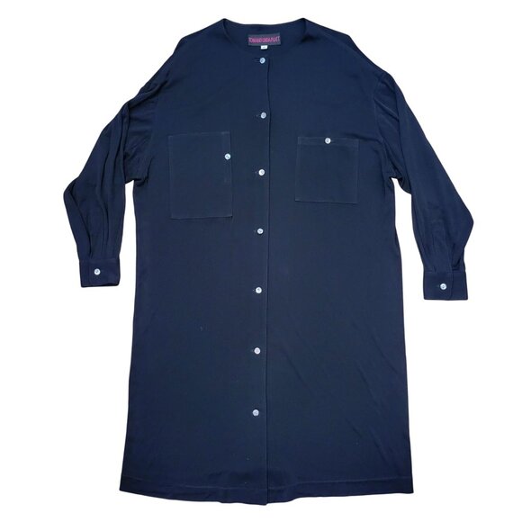 Tom Linda Platt Black Button Up Shirt Dress 12 Pockets Professional Designer - Picture 1 of 5